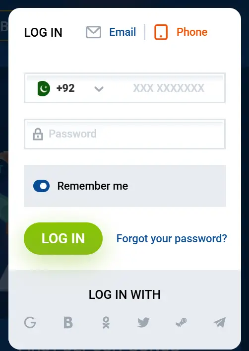 mostbet login process