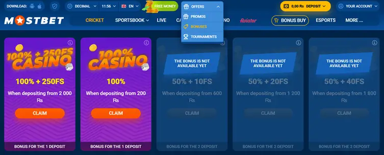 mostbet welcome bonus